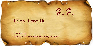 Hirs Henrik névjegykártya